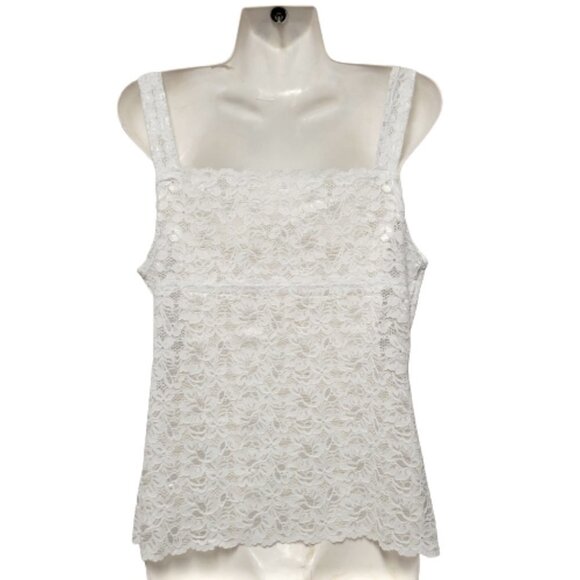 White Lace Tank Top Lace Camisole Wide Straps Lace Top  Sizes M  L  XL - Picture 3 of 11